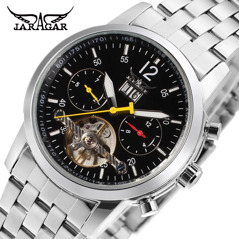 Jargar new Automatic men fashion tourbillon silver watch with stainless steel band shipping free JAG154M4S1 Jargar new Automatic men fashion tourbillon silver watch with stainless steel band shipping free JAG154M4S1