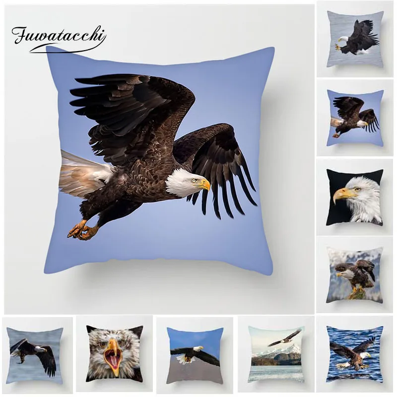 

Fuwatacchi Animal Cushion Cover Raptor Bald Eagle Mountain Lake Pillow Cover For Car Home Living Room Decorative Pillowcase