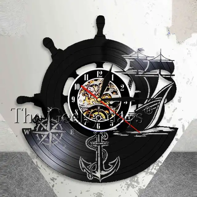 Anchor Ship Naval Comp Vintage Nautical Wall Decor Home Art Anchor Ship Naval Comp Vintage Nautical Wall Decor Home Art Clock Sailors Vinyl Record