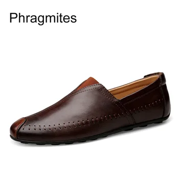

Phragmites unisex anti-odor flats four season soft comfortable driving shoes genuine leather single shoes winter mens fur slides