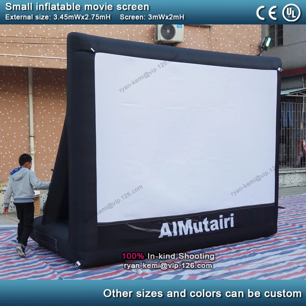 3m front rear projection inflatable movie screen small inflatable film screen yard party TV air cinema with blower 3