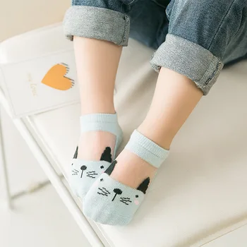 

5Pairs/lot Fashion Boys Girls Socks Thin Socks Cute Cartoon Sock Children Socks Suit 1-9 Years