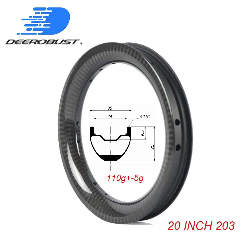 

95g Flyweight 12 inch BSD 203 20mm x 30mm Tubeless Clincher Carbon Rims for Kids' Balance Bicycle Custom Pushbike 10 12 Holes