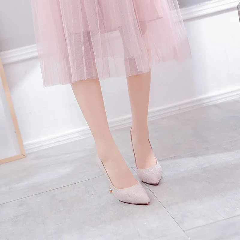 spring wedding banquet with silver high heels for women's shoes pointed fine undertakes contracted fashion women shoes pumps spring wedding banquet with silver high heels for women's shoes pointed fine undertakes contracted fashion women shoes pumps