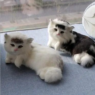 

WYZHY Super cute simulation cat real rabbit fur crafts home decoration photography window props 21CMx14CMx12CM