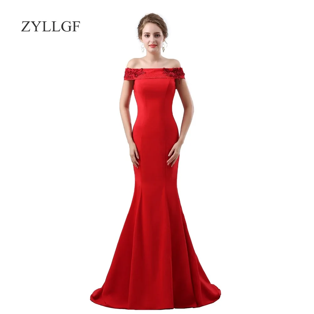 ZYLLGF подружек невесты-платья для женщин Русалка корсет сзади бисером длинное красное винтажное вечернее платье с цветами ZY21