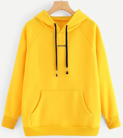 

2019 Europe and America New Winter Hooded Loose Plus velvet letter embroidery solid color Women hoodies Casual Women Sweatshirt