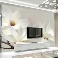 Пользовательские фото Настенные обои Современная мода цветок лилии 3D белые виниловые обои с изображением цветка магнолии живопись настенные фрески для гостиной обои