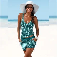 Бикини в горошек плюс размер купальник женский купальник из двух частей Танкини Мягкий купальный костюм высокая Талия бикини набор пляжная одежда