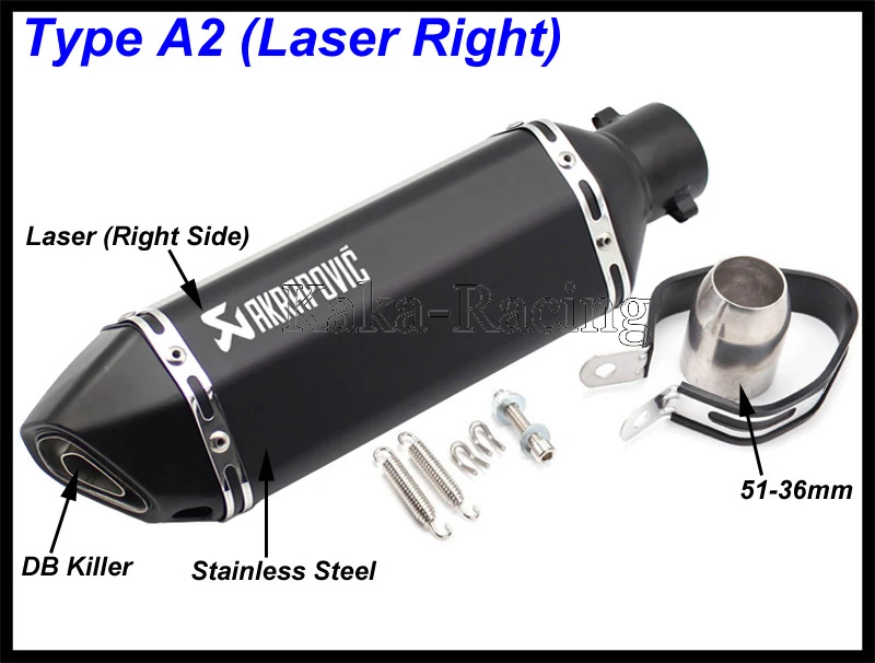 Впускной 51 мм глушитель выхлопной трубы мотоцикла левая лазерная маркировка Akrapovic выхлопная труба глушителя для мотоцикла спасательный наконечник с DB Killer