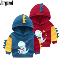 Jargazol/толстовки для маленьких мальчиков модная детская толстовка с вышивкой и рисунком динозавра; сезон осень-весна; детская одежда; наряды