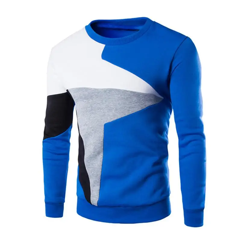 

MISSKY Men Sweatshirt Fashion Chic Hit Color Long Sleeve Tops Simple Casual Sweatshirt Pullover For Autumn Winter