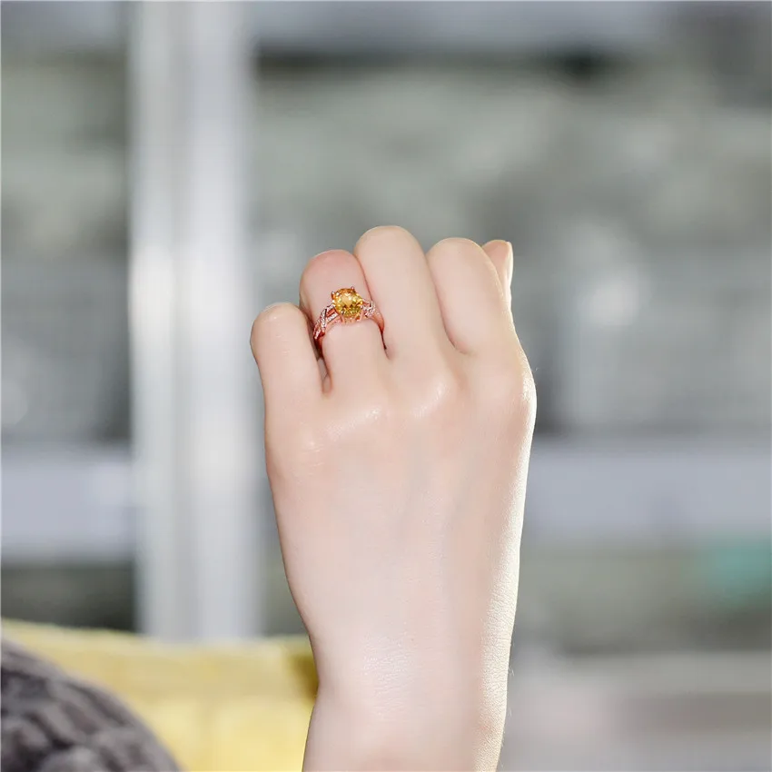 Uloveido 2.2ct цитрин 925 стерлингового серебра ювелирные изделия Розовое золото Цвет