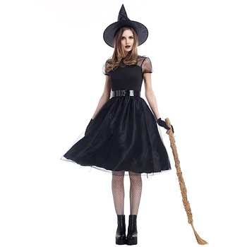 

Halloween Costumes for Women Adult Witch Costume Wicca Gothic Black Dress Plus Size Xxxl Ghost Horror Party Halloween Cosplay