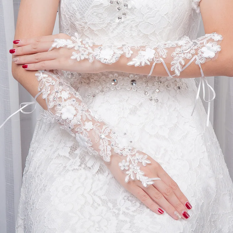 Кружевные свадебные перчатки невесты свадебные перчатки свадебные аксессуары guantes novia gants mariage