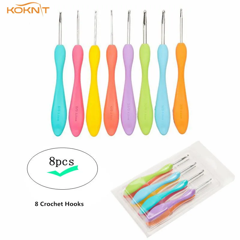 

8 Pcs/Set KOKNIT Ergonomic Crochet Hooks Knitting Needles DIY Handmade Tools Kit Hook Sets Weave Yarn for Womens
