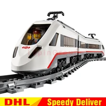 LP 02010 Technic комплекты высокоскоростного пассажирского поезда с дистанционным управлением, набор грузовиков, строительные блоки, кирпичи, игрушки, клон 60051