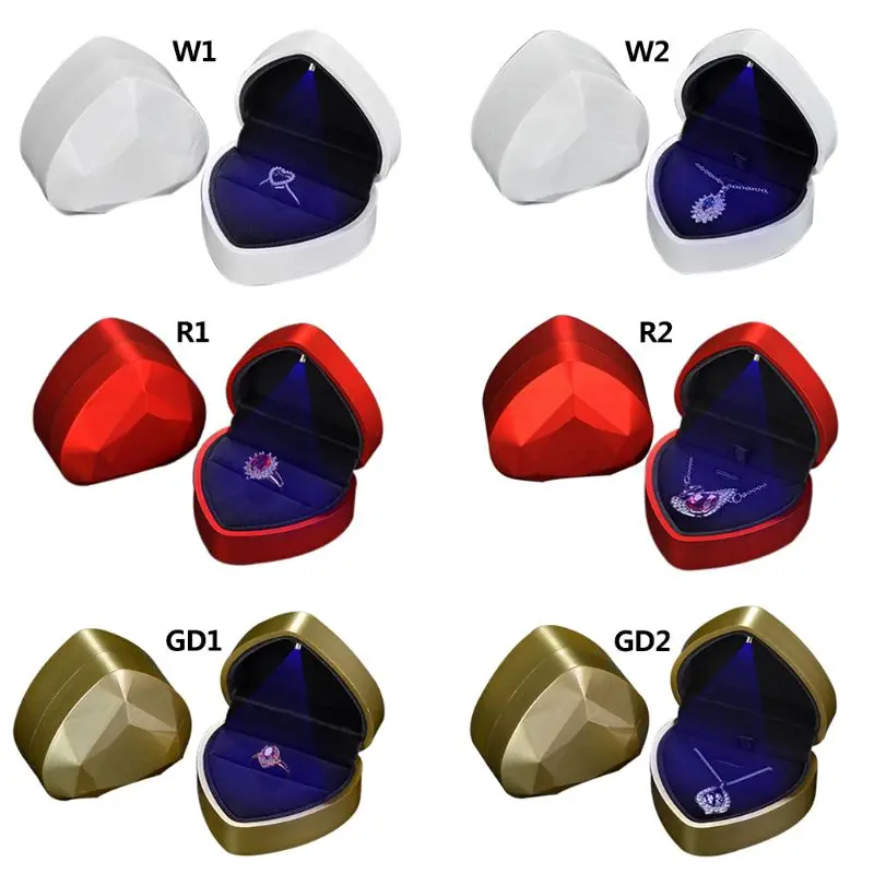 Ювелирная шкатулка для кольца ожерелье подвеска профессиональный светодиодный светильник свадебные принадлежности для помолвки держатель Чехол в форме сердца геометрический