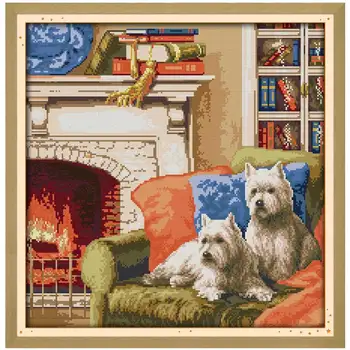 

A Warm Dog Family Counted Cross Stitch 11CT 14CT Cross Stitch Set animals Cross-stitch Kit Embroidery Needlework