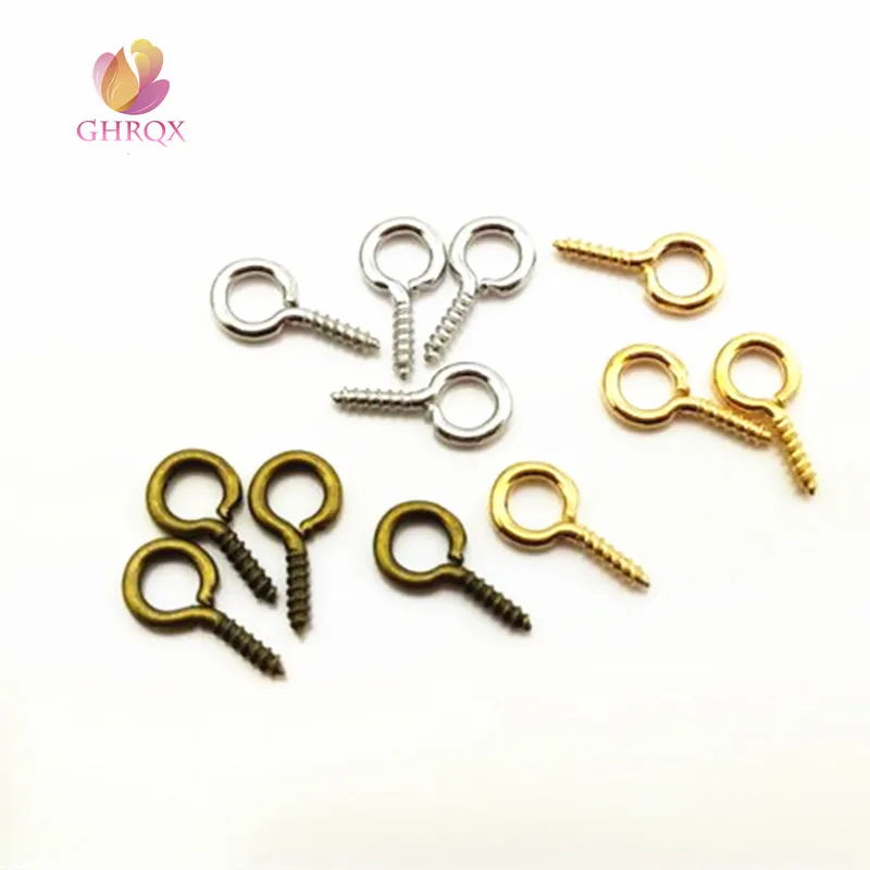 

Free shipping 300 pcs 8mm Gold/Silver Screws Small Hanging Needles Alloy Loop Jewelry Findings Wholesale
