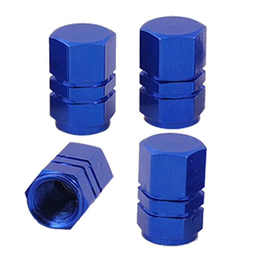 

AUTO Auto Car Dark Blue Metal Tire Valve Covers Caps 4 Pcs
