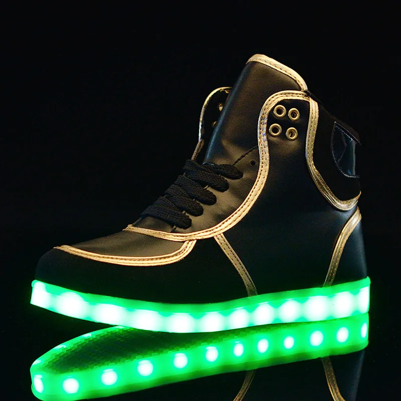 

2017 NEW Light Up Shoes Luminous Shoes Led For Adults Unisex men Casual black white shoes Size 35-46