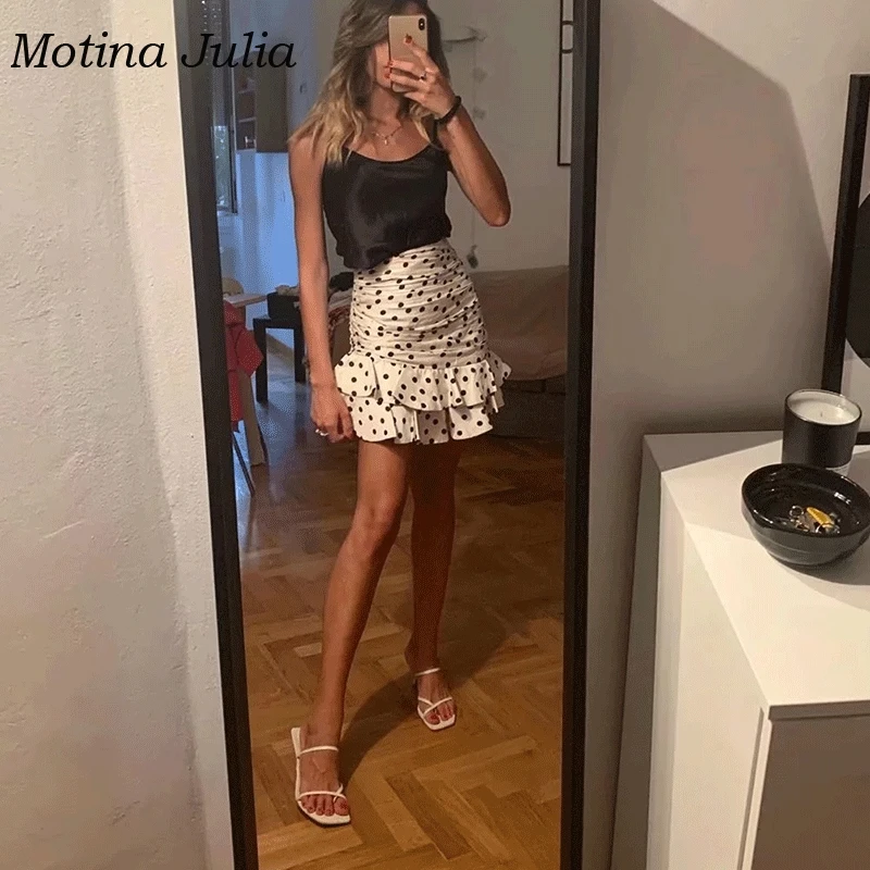 Motina Julia сексуальная юбка в горошек с принтом Русалочки Нижняя Женская