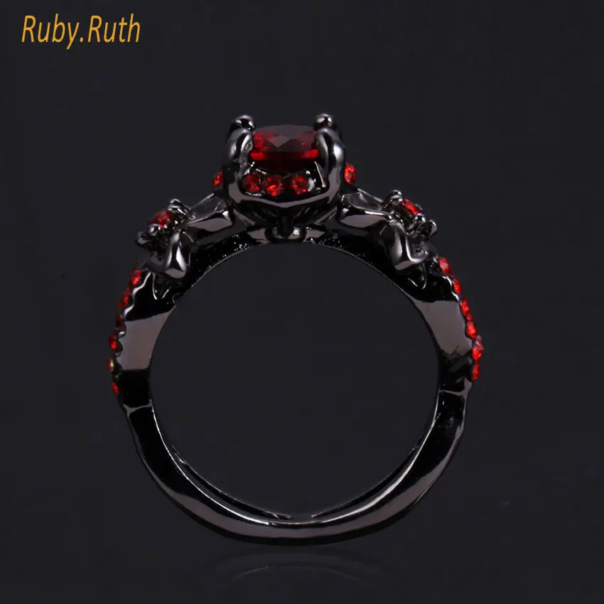 2017 fashion flower shiny red ring garnet women charming black gold filled promise wedding rings jewelry - Garnet Wedding Rings 2017 fashion flower shiny red ring garnet women charming black gold filled promise wedding rings jewelry - Garnet Wedding Rings