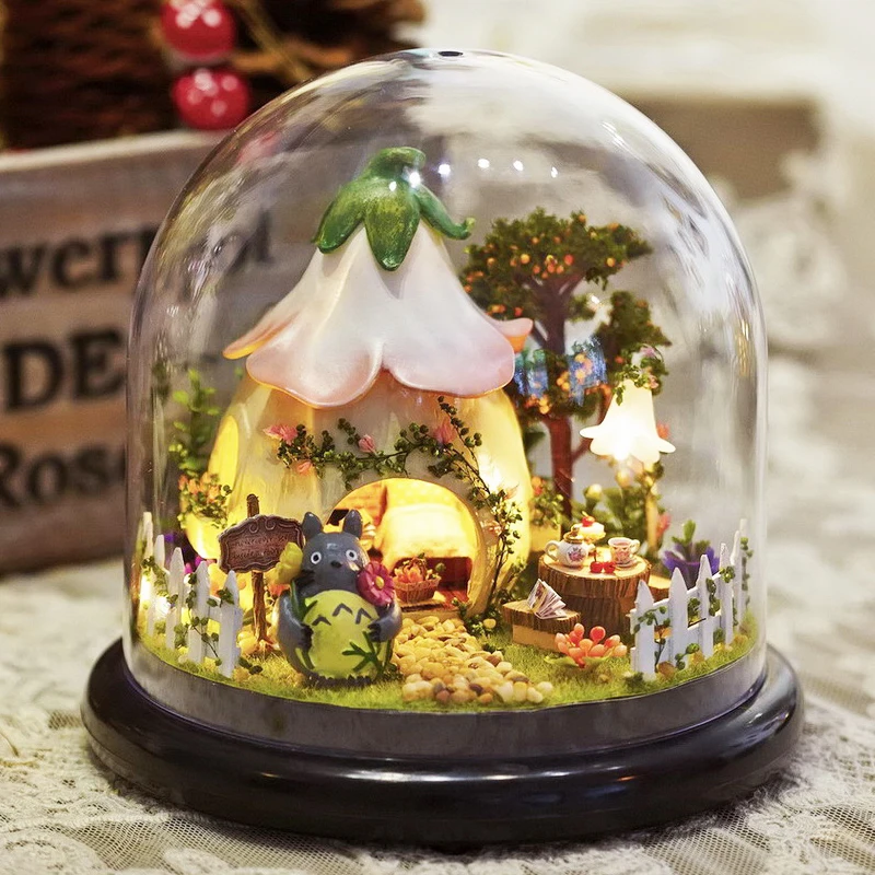 

Cute Room DIY Doll House Miniature Model With Furniture 3D Wooden House Toys Birthday Gifts For Children B015 #E