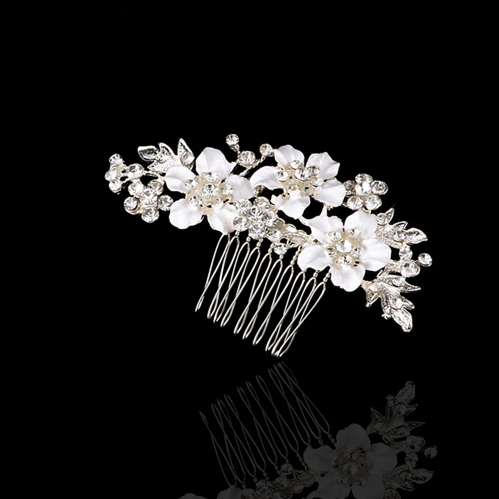 

Vintage Women Crystal Large Three Flowers Branch Hair Combs Gold Silver Flower Hairpins Prom Wedding Bridal Hair Wear
