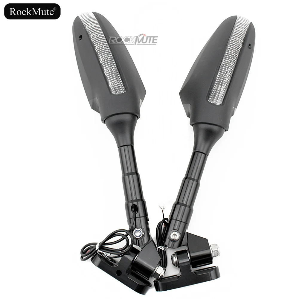 

Motorcycle Adjustable Side Rear View Mirror LED Turn Signal Rearview Mirrors For KAWASAKI NINJA 650 2017 2018