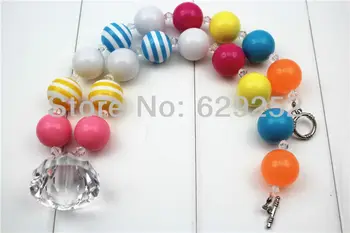 

10Pcs Lots rainbowl beautifu color sweets chunky bubblegum acrylic necklace2013 chunky fashion necklaces CB003