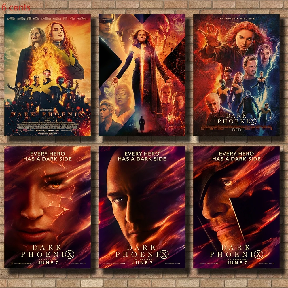 

X-Men: Black Phoenix Movie Poster, Retro Wall Sticker, Retro Poster, Kraft Paper Poster, Movie Wall Sticker