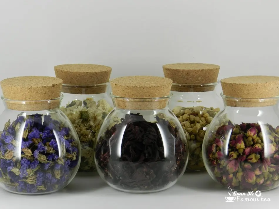 5pcs Different Flavor Flower Tea with Beautiful Glass Mason Jars,Dried Flowers Organic Herbal