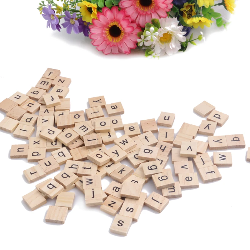 Деревянный Алфавит Scrabble плитки черные буквы для поделок дерево Новый 100 шт|letter