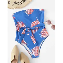 SAGACE синий купальник бандо с открытыми плечами бандажный слитный костюм купальник Спортивный без бретелек Пляжная одежда новое летнее бикини