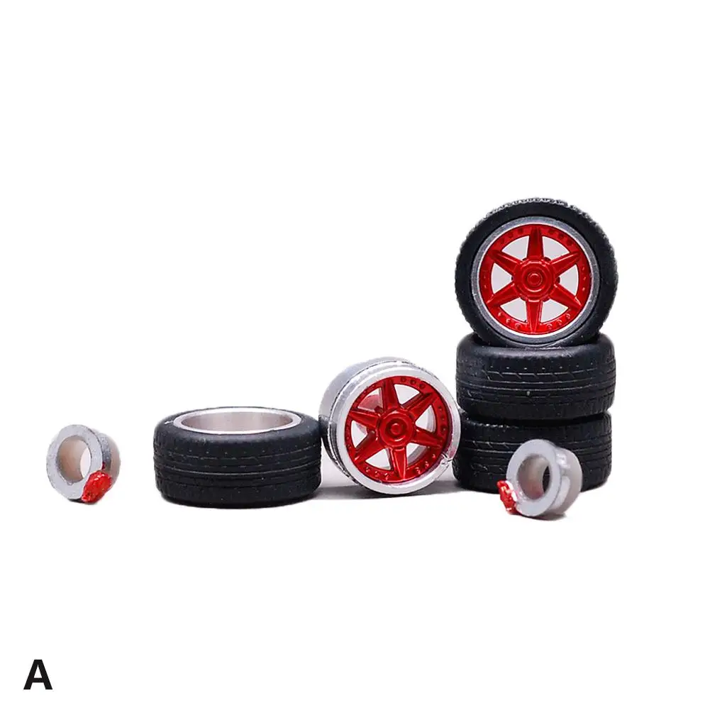 1:64 12 Styles Model Modified Tire+2axles+4end Caps Diecasts Alloy Wheel Tire Rubber Vehicles General Model Of Car Change Wheel - Цвет: 5