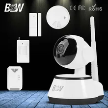 Con Detector de Movimiento Por Infrarrojos y Sensor de La Puerta y el Humo y Gas P/T Wifi Inalámbrica Mini HD Cámara IP 720 P de Vigilancia de Seguridad CCTV