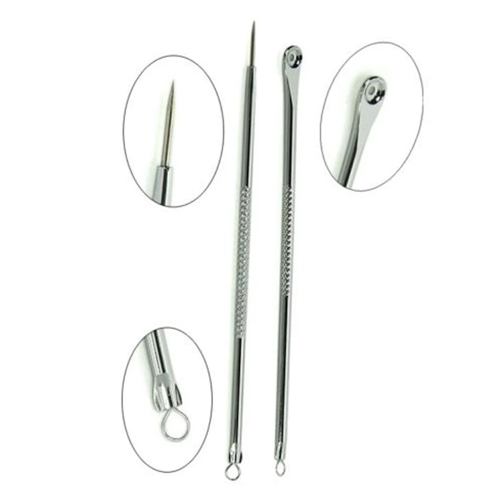 

1PC Portable Silver Blackhead Comedone Acne Blemish Extractor Stainless Needles Cosmetic Tool