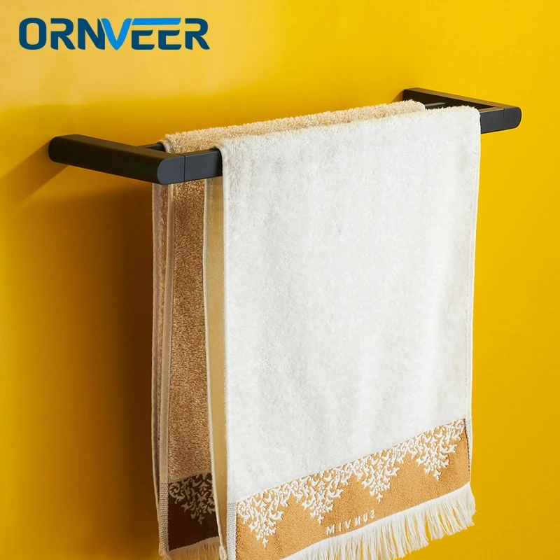 Free Shipping Modern Black Double Towel Bars,Wall Mounted Bathroom