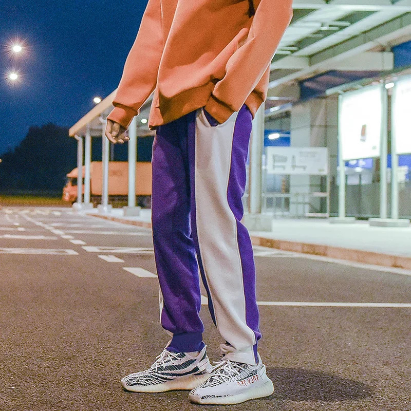 violet Couleur Taille Automne Lâche Coréen De Nouveaux Mouvement Élastique 2018 Côté Noir Bande Hommes 2xl violet Marée Black Pantalon Mode Casual M q1pxa