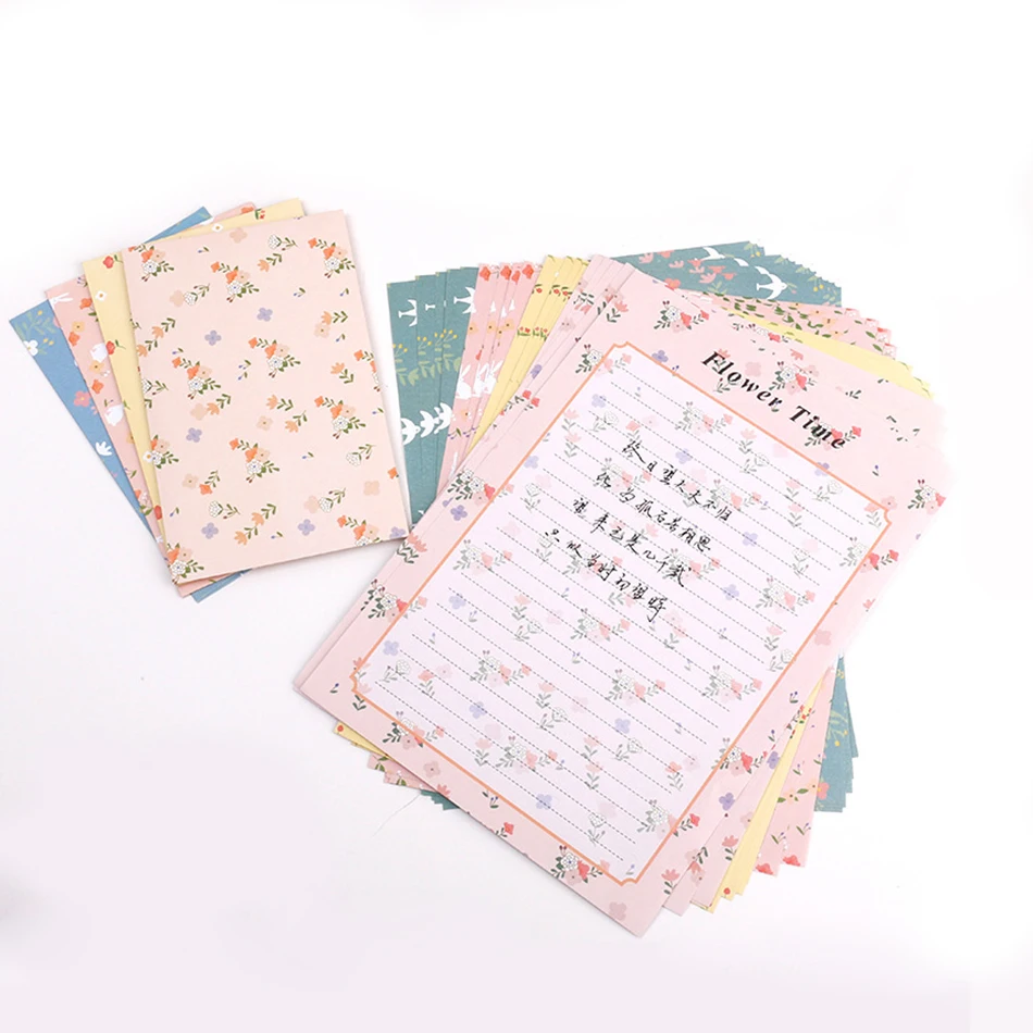 Bunga Lucu Burung 3 Amplop Kertas 6 Huruf Kertas Alat Tulis