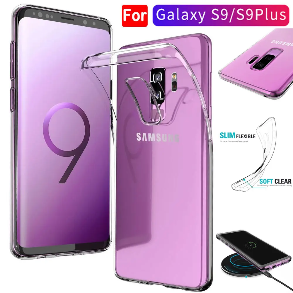 

JETJOY Original Case For Samsung Galaxy S9/S9 Plus Ultra Slim Clear Crystal Transparent Silicone Case Covers Capa Coque