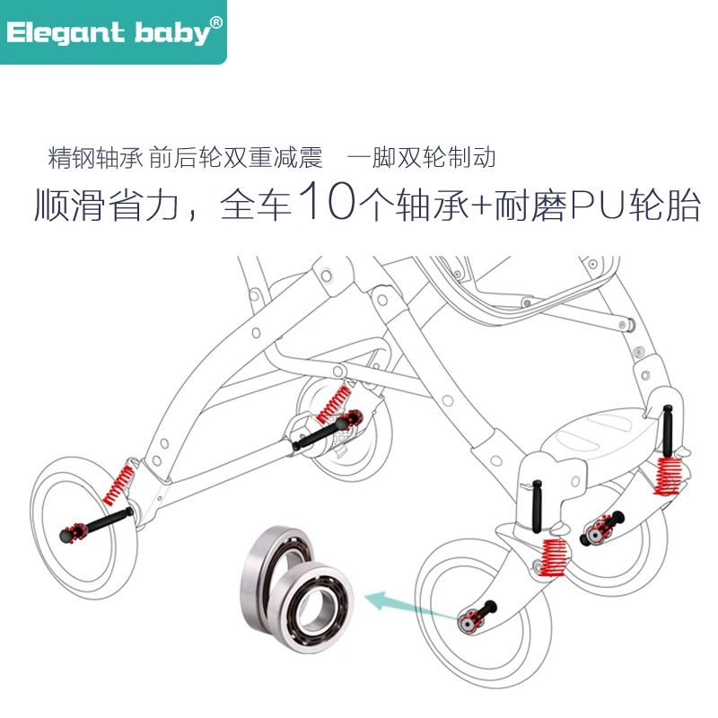 Net weight 5.5kg portable baby stroller one button fold can sit can lie baby stroller can board the