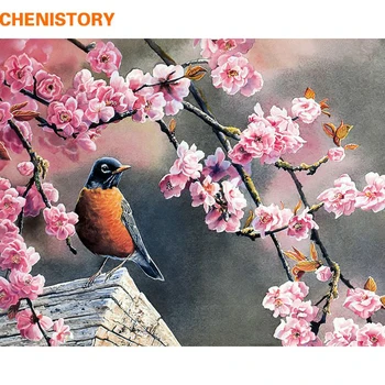 

CHENISTORY Frameless Birds Flower DIY Painting By Numbers Hand Painted Oil Painting Unique Gift For Home Decor 40x50cm Artwork