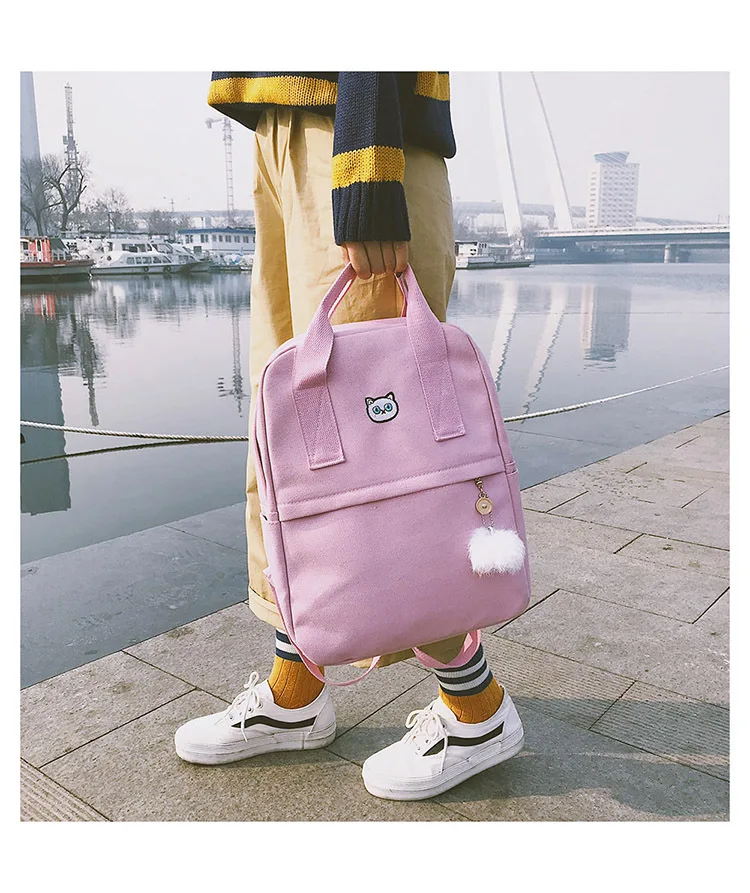 MJ Canvas Backpack Women Travel Bag Female Large Canvas Travel Backpack Fashion School Bag for Teenage Girls (6)