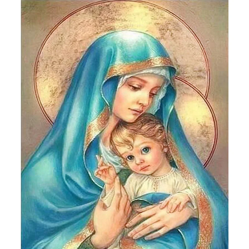 

round square 5D DIY Diamond Painting Cross Stitch Rinestone Pictures of Crystals Embroidery Patchwork Home Decor Virgin religion