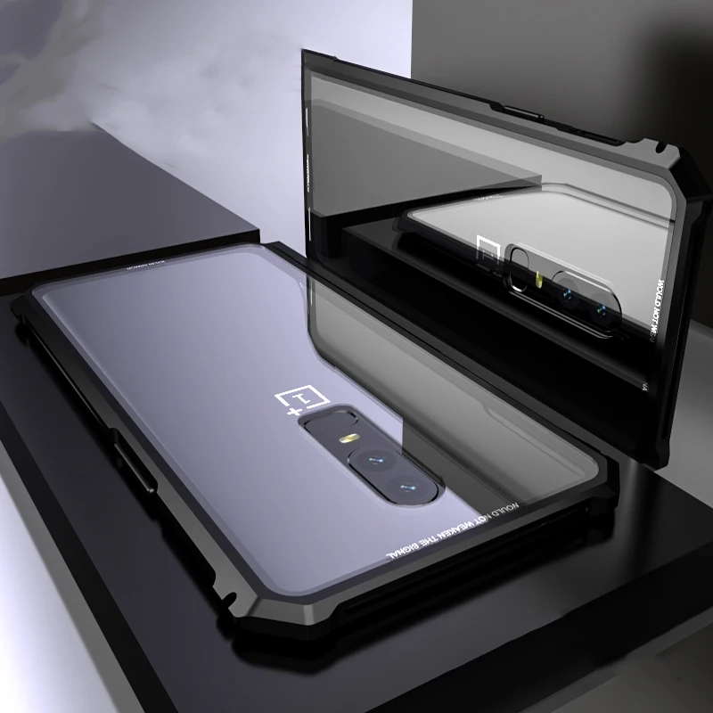 

High-end ultra-thin metal frame Tempered glass mirror shell For OnePlus 6 case cover OnePlus6 1+ 6
