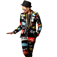 Мужской повседневный костюм с буквенным принтом, приталенные блейзеры, куртка, модные сценические костюмы, одежда для ночных клубов, певицы, танцовщицы DSDJ