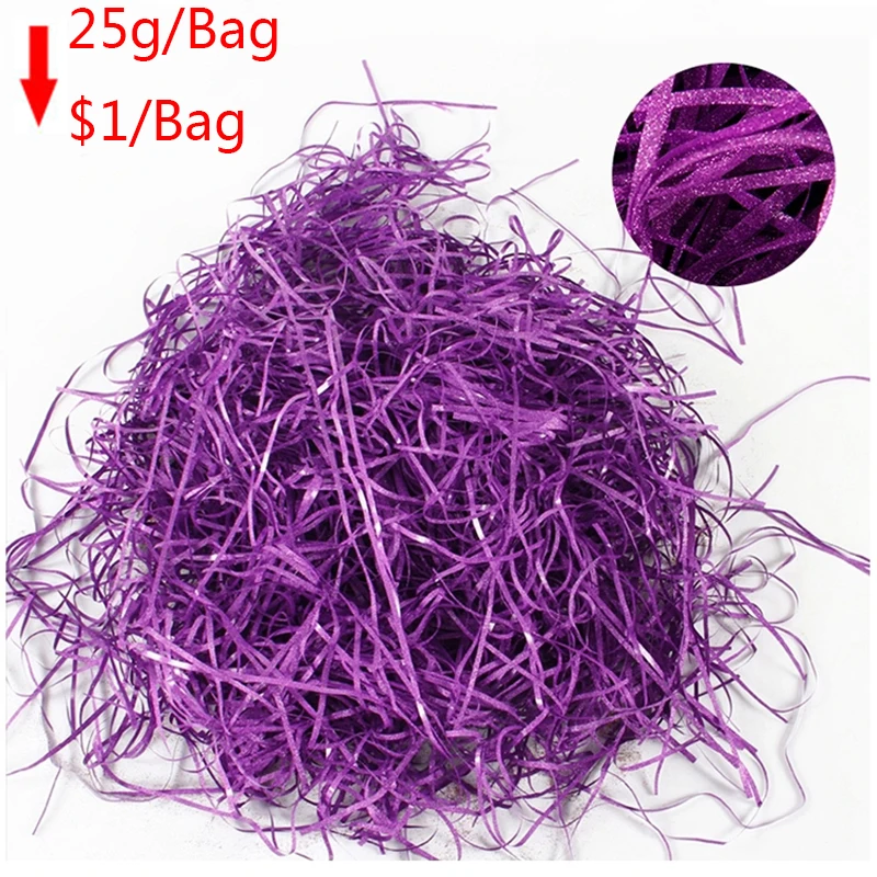 25g/bag glitter colorful Raffia Filler Paper package box filler Crinkle